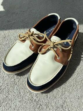 Cole Haan Men’s Tri-Panel Boat Shoes - White, Navy, Brown